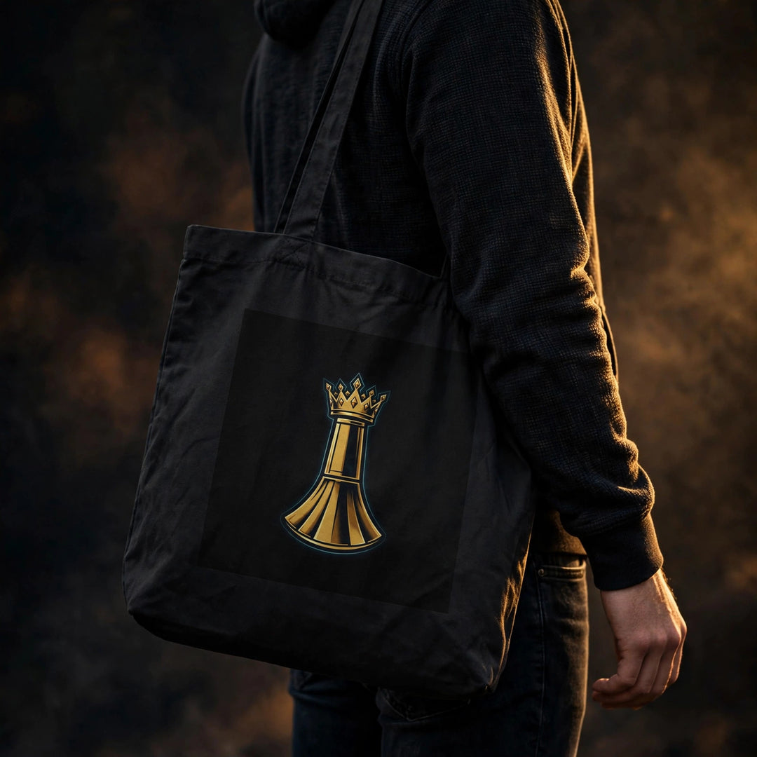 One Family Tote — One Family merch, crowned mic emblem, black and gold